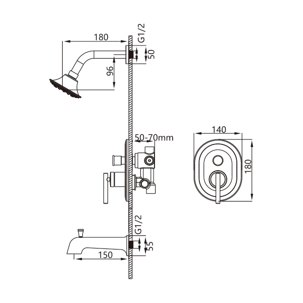 A3591 Duvara Monte Duş Sistemi