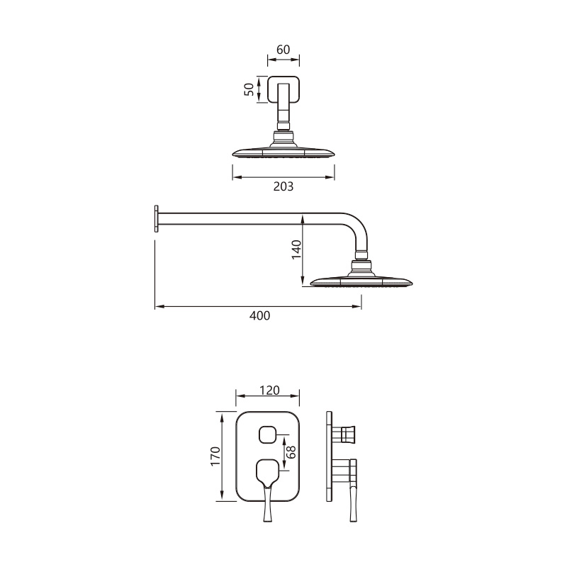 A3543 Wandmontiertes Duschsystem