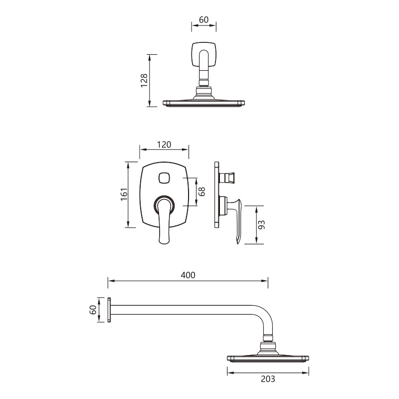 Sistema de ducha de lluvia A3583 con ducha de mano