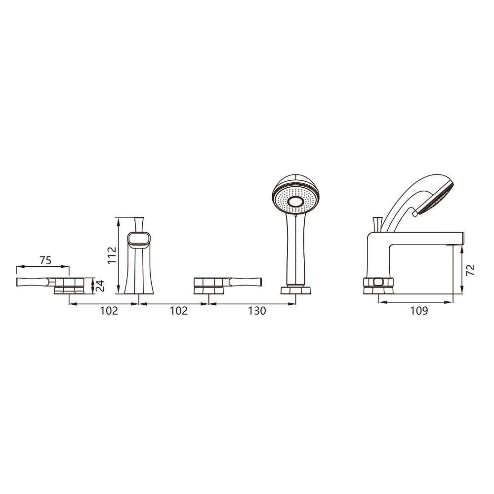 B3546 4 Hole Widespread Bathtub Faucet Set