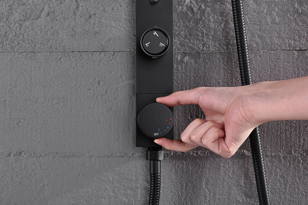 Wall Mounted Waterfall Black Shower Column Set