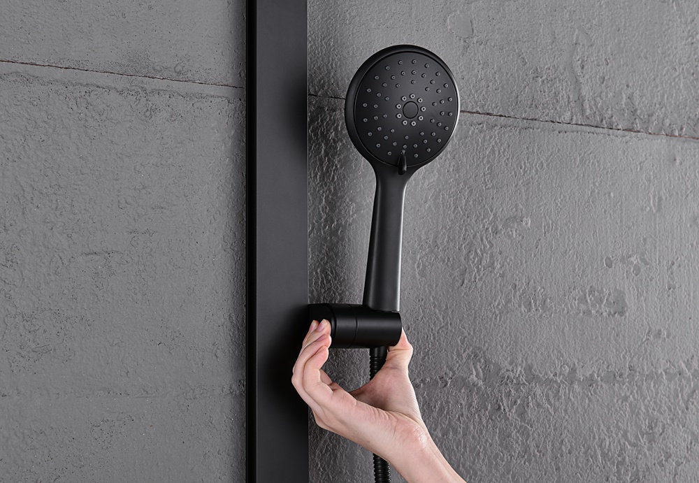 Wall Mounted Waterfall Black Shower Column Set